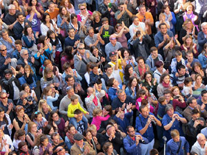 Fires 2016. La Diada Castellera a la plaça del Vi, amb els Marrecs de Salt, els Capgrossos de Mataró i els Minyons de Terrassa
