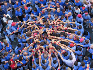 Fires 2016. La Diada Castellera a la plaça del Vi, amb els Marrecs de Salt, els Capgrossos de Mataró i els Minyons de Terrassa