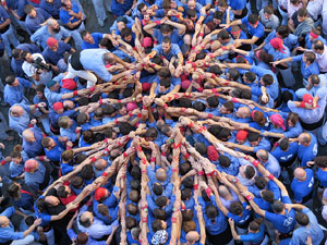 Fires 2016. La Diada Castellera a la plaça del Vi, amb els Marrecs de Salt, els Capgrossos de Mataró i els Minyons de Terrassa