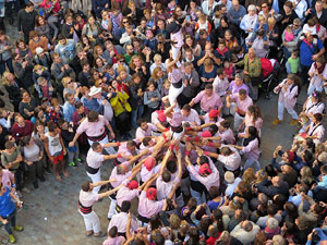 Fires 2016. La Diada Castellera a la plaça del Vi, amb els Marrecs de Salt, els Capgrossos de Mataró i els Minyons de Terrassa