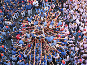 Fires 2016. La Diada Castellera a la plaça del Vi, amb els Marrecs de Salt, els Capgrossos de Mataró i els Minyons de Terrassa