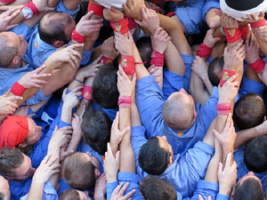 Fires 2016. La Diada Castellera a la plaça del Vi, amb els Marrecs de Salt, els Capgrossos de Mataró i els Minyons de Terrassa