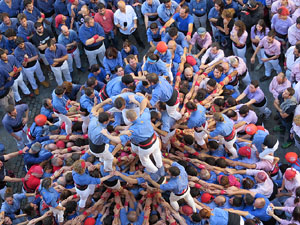 Fires 2016. La Diada Castellera a la plaça del Vi, amb els Marrecs de Salt, els Capgrossos de Mataró i els Minyons de Terrassa