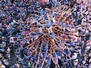 Fires 2016. La Diada Castellera a la plaça del Vi, amb els Marrecs de Salt, els Capgrossos de Mataró i els Minyons de Terrassa