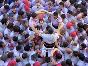 Fires 2016. La Diada Castellera a la plaça del Vi, amb els Marrecs de Salt, els Capgrossos de Mataró i els Minyons de Terrassa