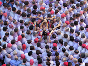 Fires 2016. La Diada Castellera a la plaça del Vi, amb els Marrecs de Salt, els Capgrossos de Mataró i els Minyons de Terrassa
