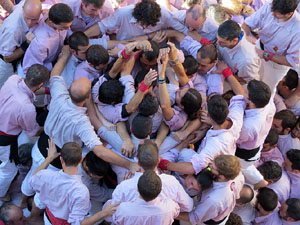 Fires 2016. La Diada Castellera a la plaça del Vi, amb els Marrecs de Salt, els Capgrossos de Mataró i els Minyons de Terrassa