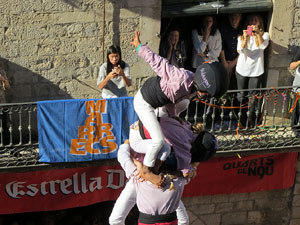 Fires 2016. La Diada Castellera a la plaça del Vi, amb els Marrecs de Salt, els Capgrossos de Mataró i els Minyons de Terrassa