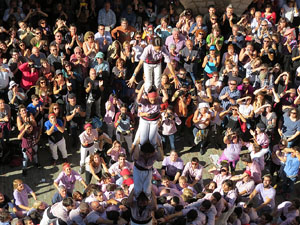 Fires 2016. La Diada Castellera a la plaça del Vi, amb els Marrecs de Salt, els Capgrossos de Mataró i els Minyons de Terrassa