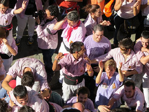 Fires 2016. La Diada Castellera a la plaça del Vi, amb els Marrecs de Salt, els Capgrossos de Mataró i els Minyons de Terrassa