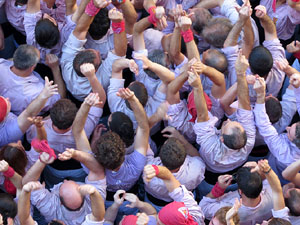 Fires 2016. La Diada Castellera a la plaça del Vi, amb els Marrecs de Salt, els Capgrossos de Mataró i els Minyons de Terrassa