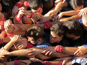 Fires 2016. La Diada Castellera a la plaça del Vi, amb els Marrecs de Salt, els Capgrossos de Mataró i els Minyons de Terrassa