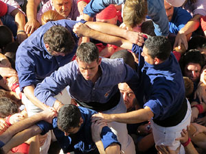 Fires 2016. La Diada Castellera a la plaça del Vi, amb els Marrecs de Salt, els Capgrossos de Mataró i els Minyons de Terrassa