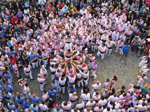 Fires 2016. La Diada Castellera a la plaça del Vi, amb els Marrecs de Salt, els Capgrossos de Mataró i els Minyons de Terrassa