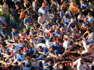Fires 2016. La Diada Castellera a la plaça del Vi, amb els Marrecs de Salt, els Capgrossos de Mataró i els Minyons de Terrassa