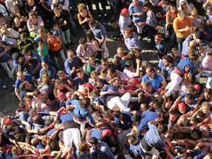 Fires 2016. La Diada Castellera a la plaça del Vi, amb els Marrecs de Salt, els Capgrossos de Mataró i els Minyons de Terrassa