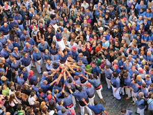 Fires 2016. La Diada Castellera a la plaça del Vi, amb els Marrecs de Salt, els Capgrossos de Mataró i els Minyons de Terrassa
