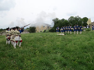 Girona resisteix! Jornades de recreació històrica de la Guerra de Successió. Castell de Montjuïc. Combat al pati d'armes