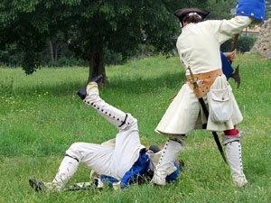 Girona resisteix! Jornades de recreació històrica de la Guerra de Successió. Castell de Montjuïc. Combat al pati d'armes