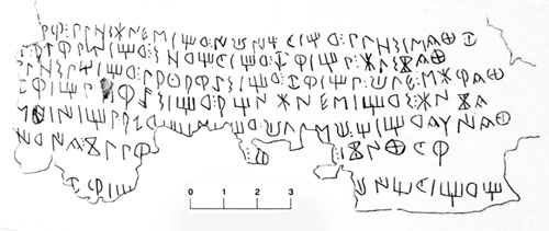 Transcripció del plom amb escriptura ibèrica