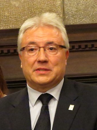 El President de l'Associació de Pessebristes de Girona, Alfons Vázquez, durant la inauguració