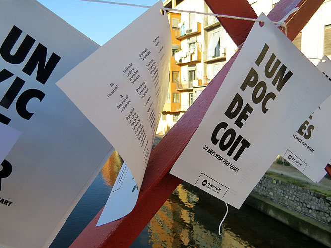 Sant Jordi 2016 a Girona. Activitat Estenem poesia, d'&Ograve;mnium Cultural del Giron&egrave;s
