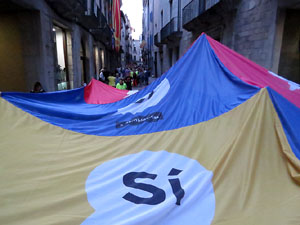 11 de setembre 2017. Assaig de la manifestaci&oacute; de la Diada al carrer Ciutadans i la pla&ccedil;a del Vi
