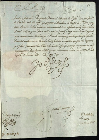 Felip I (II de Castella) als jurats de la ciutat de Girona. Atesa la súplica del provincial de l’orde de Sant Francesc del Principat de Catalunya sobre la reforma que cal fer al monestir de monges de Santa Clara de Girona, els mana que donin suport a l’esmentat provincial o a la persona que en el seu lloc visiti la ciutat. 01/06/1596