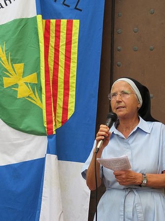 La priora del monestir de Sant Daniel, Assumpció Pifarré, durant la seva benvinguda