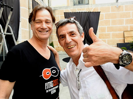 FITAG 2017 - Fotografia de grup de l'equip a la Casa de Cultura de Girona. Mart&iacute; Peraferrer i Eduard Cid