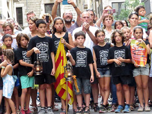 Arribada a Girona de la Flama del Canig&oacute; 2017