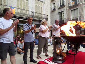 Arribada a Girona de la Flama del Canig&oacute; 2017