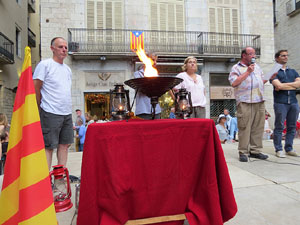 Arribada a Girona de la Flama del Canig&oacute; 2017