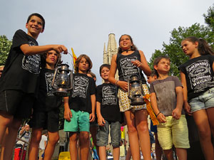 Arribada a Girona de la Flama del Canig&oacute; 2017