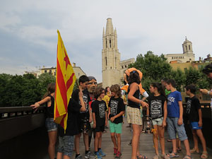 Arribada a Girona de la Flama del Canig&oacute; 2017