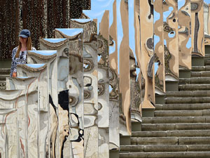 Temps de Flors 2017. Instal&middot;laci&oacute; 'Codi Petri' a les escales de la Catedral