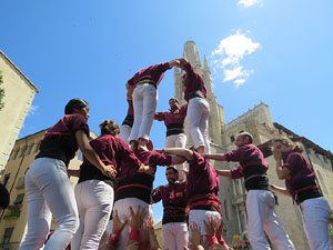Temps de Flors 2017. Diada Castellera a la pla&ccedil;a de Sant Feliu amb els Marrecs de Salt, els Xics de Granollers, i els Xiquets de Reus