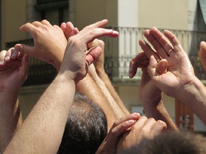 Temps de Flors 2017. Diada Castellera a la pla&ccedil;a de Sant Feliu amb els Marrecs de Salt, els Xics de Granollers, i els Xiquets de Reus