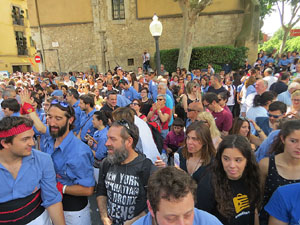 Temps de Flors 2017. Diada Castellera a la pla&ccedil;a de Sant Feliu amb els Marrecs de Salt, els Xics de Granollers, i els Xiquets de Reus