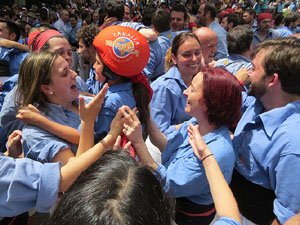 Temps de Flors 2017. Diada Castellera a la pla&ccedil;a de Sant Feliu amb els Marrecs de Salt, els Xics de Granollers, i els Xiquets de Reus