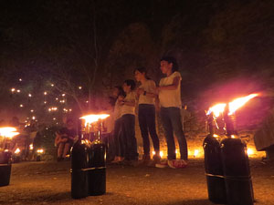 Temps de Flors 2017. Taller de Magn&egrave;sia. Espectacle musical i visual amb foc al Passeig de la reina Joana, al Passeig Arqueol&ograve;gic
