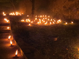 Temps de Flors 2017. Taller de Magn&egrave;sia. Espectacle musical i visual amb foc al Passeig de la reina Joana, al Passeig Arqueol&ograve;gic