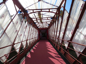 Temps de Flors 2017. Instal&middot;laci&oacute; Espiem Girona al Pont de les Peixateries Velles
