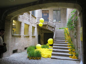 Temps de Flors 2017. Instal&middot;laci&oacute; 'Playground. Camp de colza en moviment' a la Casa Sambola - Pla Dalmau, al carrer de la For&ccedil;a