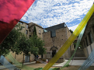 Temps de Flors 2017. Instal·lacions i muntatges florals a diversos espais de la UdG: escales i plaça de Sant Domènec, pati de l'edifici de les Àligues