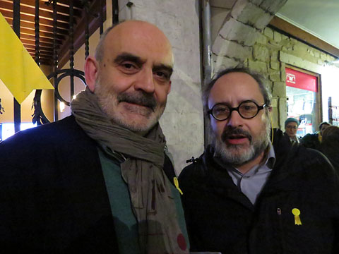 Josep Maria Fonalleras i Antoni Ba&ntilde;os moments abans de la concentraci&oacute;
