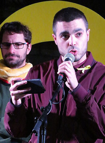 Sergi Font i Jordi Alemany durant la lectura del manifest