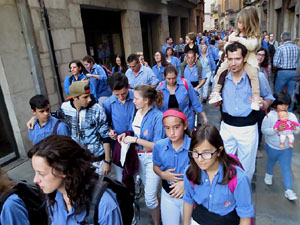 Fires 2017. Els Castells de Vigília a la plaça de Sant Feliu, amb els Marrecs de Salt, la Colla Castellera Esperxats de l'Estany i els Castellers d'Andorra