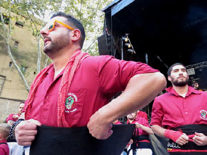 Fires 2017. Els Castells de Vigília a la plaça de Sant Feliu, amb els Marrecs de Salt, la Colla Castellera Esperxats de l'Estany i els Castellers d'Andorra