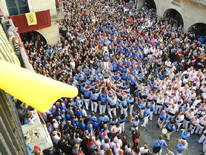Fires 2017. La Diada Castellera a la plaça del Vi, amb els Marrecs de Salt, els Capgrossos de Mataró i els Minyons de Terrass